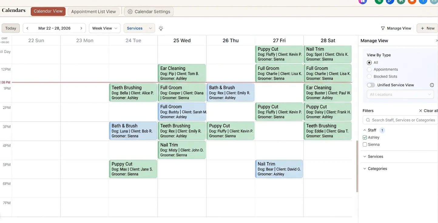 Automated grooming calendar